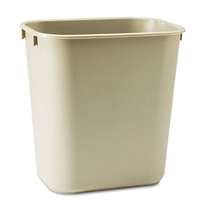 Deskside Plastic Wastebasket, 3.5 Gal, Plastic, Beige