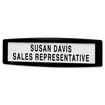 Plastic Partition Additions Nameplate, 9 X 0.75 X 2.5, Fabric Panel Mount, Dark Graphite