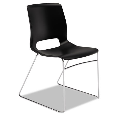 Motivate High-density Stacking Chair, Supports Up To 300 Lb, 17.75" Seat Height, Onyx Seat, Black Back, Chrome Base, 4/carton