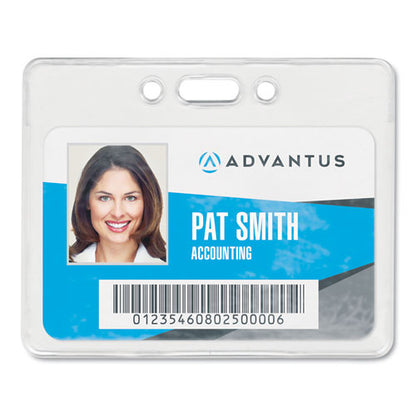 Proximity Id Badge Holders, Horizontal, Clear 3.75" X 3" Holder, 3.5" X 2.25" Insert, 50/pack