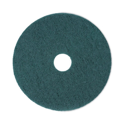 Heavy-duty Scrubbing Floor Pads, 18" Diameter, Green, 5/carton