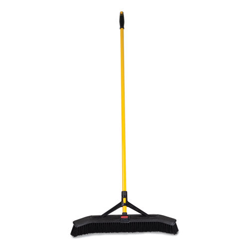 Maximizer Push-to-center Broom, 24", Polypropylene Bristles, Yellow/black