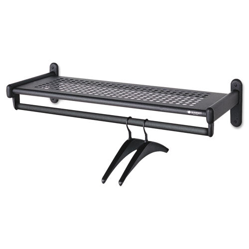 Metal Wall Shelf Rack, Powder Coated Textured Steel, 36w X 14.5d X 6h, Black