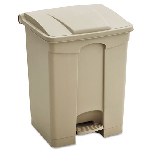 Large Capacity Plastic Step-on Receptacle, 23 Gal, Plastic, Tan