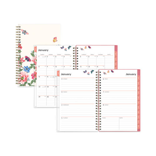 Fly By Frosted Weekly/monthly Planner, Fly By Butterflies Artwork, 8 X 5, Blush/pink Cover, 12-month (jan To Dec): 2024