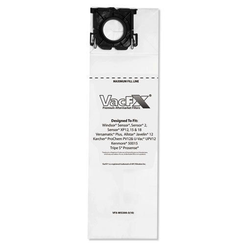 Vacuum Filter Bags Designed To Fit Allstar Javelin 12'' Series/windsor Sensor S/s2/xp/veramatic Plus, 100/carton