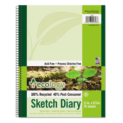 Ecology Sketch Diary, 60 Lb Text Paper Stock, Green Cover, (70) 11 X 8.5 Sheets