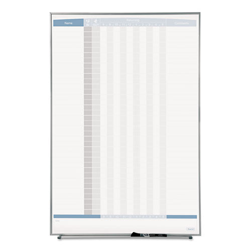 Matrix Employee In/out Board, Up To 36 Employees, 34 X 23, White Surface, Silver Aluminum Frame