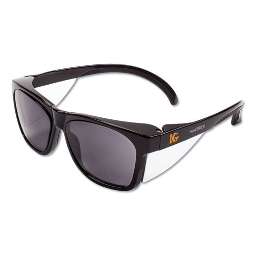 Maverick Safety Glasses, Black, Polycarbonate Frame, Smoke Lens, 12/box