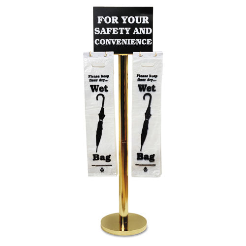 Wet Umbrella Bag Stand, 16w X 12d X 54.5h, Brass/black/white