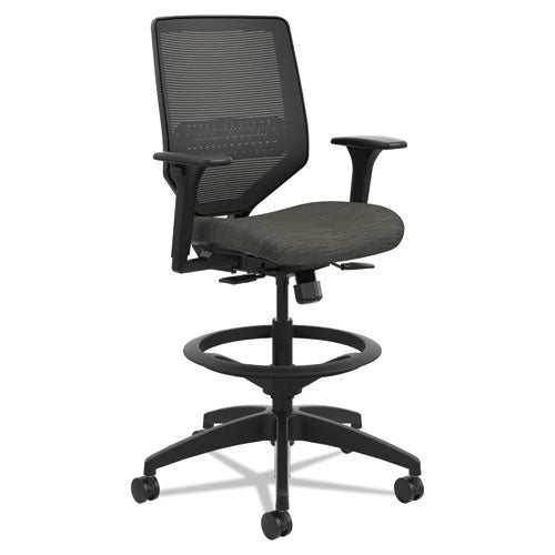 Solve Series Mesh Back Task Stool, Supports Up To 300 Lb, 23" To 33" Seat Height, Ink Seat/back, Black Base