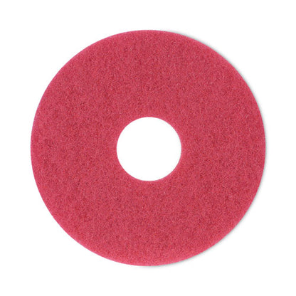 Buffing Floor Pads, 12" Diameter, Red, 5/carton