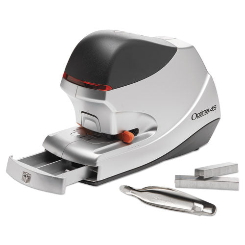 Optima 45 Electric Stapler, 45-sheet Capacity, Silver/gray