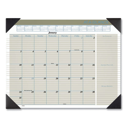 Executive Monthly Desk Pad Calendar, 22 X 17, White Sheets, Black Corners, 12-month (jan To Dec): 2024