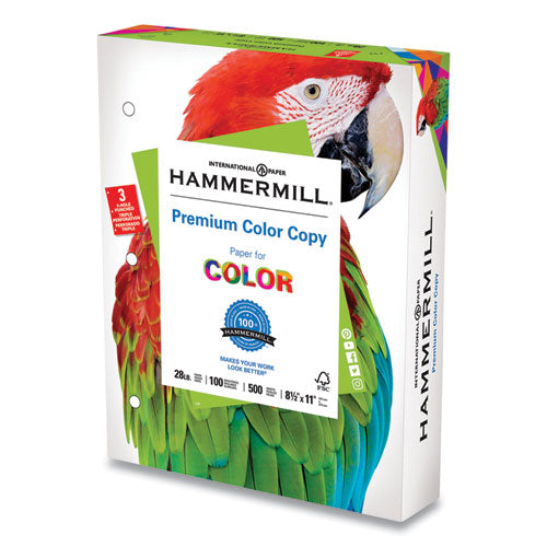 Premium Color Copy Print Paper, 100 Bright, 3-hole, 28 Lb Bond Weight, 8.5 X 11, Photo White, 500 Sheets/ream, 8 Reams/carton