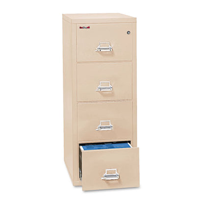 Insulated Vertical File, 1-hour Fire Protection, 4 Legal-size File Drawers, Parchment, 20.81" X 31.56" X 52.75"