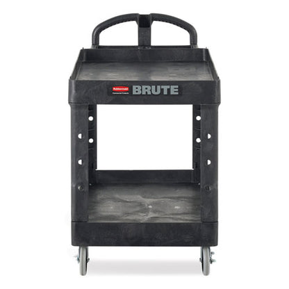 Heavy-duty Utility Cart With Lipped Shelves, Plastic, 2 Shelves, 500 Lb Capacity, 25.9" X 45.2" X 32.2", Black