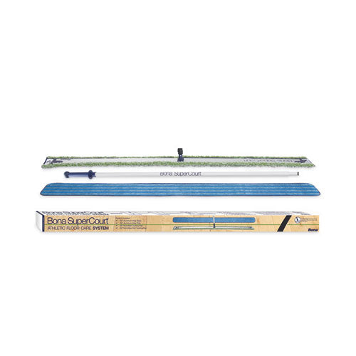 Supercourt Athletic Floor Care System, 60" Wide  Microfiber Head, 66" Silver/blue Aluminum Handle