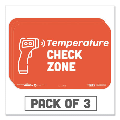 Besafe Messaging Education Wall Signs, 9 X 6,  "temperature Check Zone", 3/pack