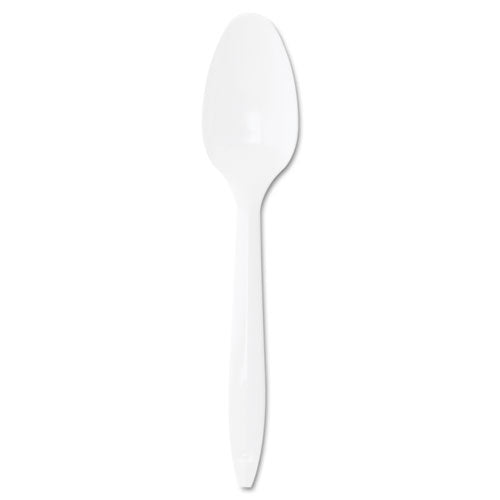 Style Setter Mediumweight Plastic Teaspoons, White, 1000/carton