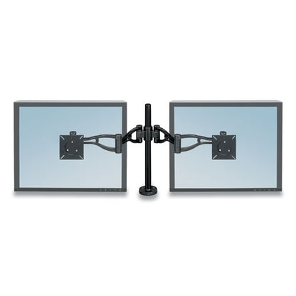 Professional Series Depth Adjustable Dual Monitor Arm, 360 Deg Rotation, 37 Deg Tilt, 360 Deg Pan, Black, Supports 24 Lb