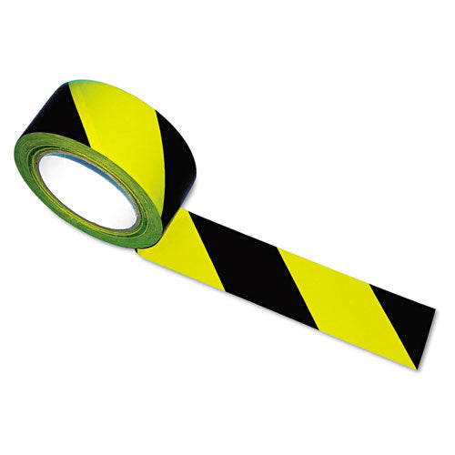 Hazard Marking Aisle Tape, 2" X 108 Ft, Black/yellow