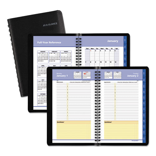 800 Range Weekly/monthly Appointment Book, 11 X 8.25, Black Cover, 12-month (jan To Dec): 2024