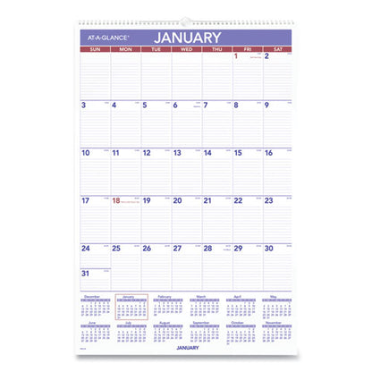 Monthly Wall Calendar With Ruled Daily Blocks, 20 X 30, White Sheets, 12-month (jan To Dec): 2024