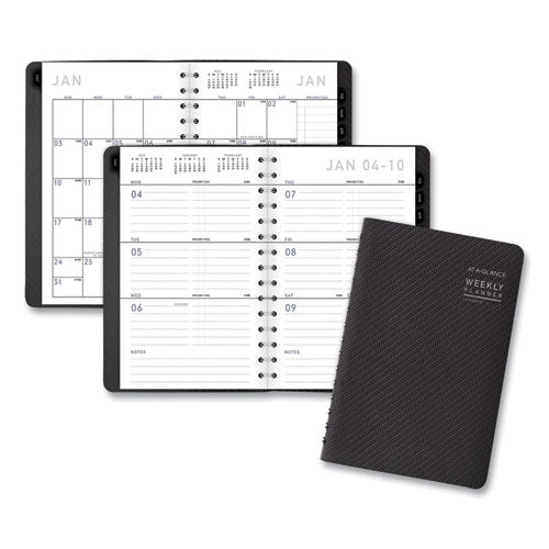 Contemporary Weekly/monthly Planner, Open-block Format, 8.5 X 5.5, Graphite Cover, 12-month (jan To Dec): 2024