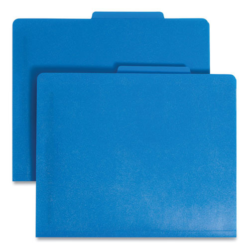 Six-section Poly Classification Folders, 2" Expansion, 2 Dividers, 6 Fasteners, Letter Size, Blue Exterior, 10/box