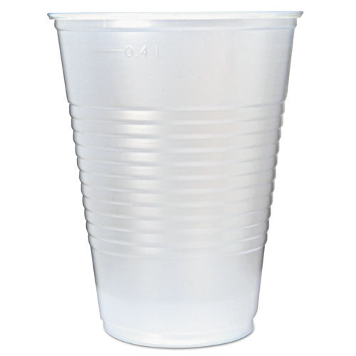 Rk Ribbed Cold Drink Cups, 16 Oz, Translucent, 50/sleeve, 20 Sleeves/carton