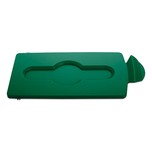 Slim Jim Single Stream Recycling Top For Slim Jim Containers, 8w X 16.5d X 0.5h, Green