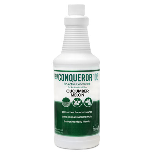 Bio Conqueror 105 Enzymatic Odor Counteractant Concentrate, Cucumber Melon, 1 Qt Bottle, 12/carton