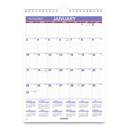 Monthly Wall Calendar With Ruled Daily Blocks, 8 X 11, White Sheets, 12-month (jan To Dec): 2024