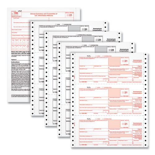 1099-nec Continuous Tax Forms, Fiscal Year: 2023, Four-part Carbonless, 8.5 X 5.5, 2 Forms/sheet, 24 Forms Total