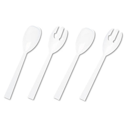 Table Set Plastic Serving Forks And Spoons, White, 24 Forks, 24 Spoons Per Pack