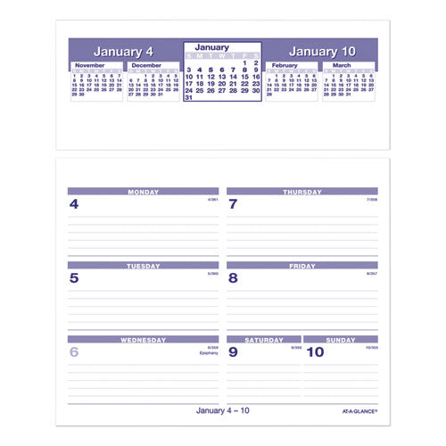 Flip-a-week Desk Calendar Refill, 7 X 6, White Sheets, 12-month (jan To Dec): 2024