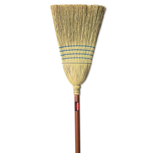 Corn-fill Broom, Corn Fiber Bristles, 38" Overall Length, Blue