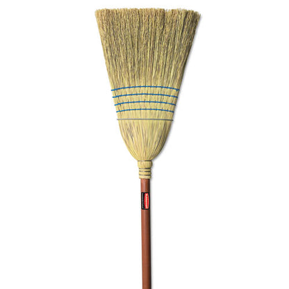 Corn-fill Broom, Corn Fiber Bristles, 38" Overall Length, Blue