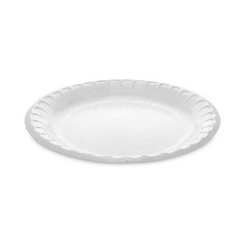 Placesetter Deluxe Laminated Foam Dinnerware, Plate, 8.88" Dia, White, 500/carton