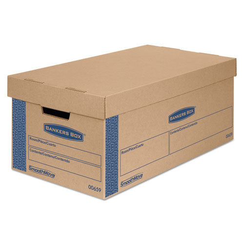 Smoothmove Prime Moving/storage Boxes, Lift-off Lid, Half Slotted Container, Small, 12" X 24" X 10", Brown/blue, 8/carton