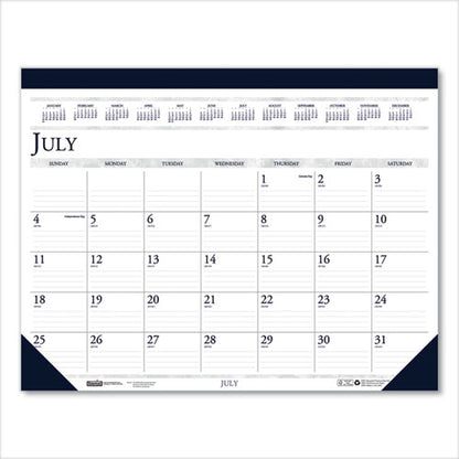 Recycled Academic Desk Pad Calendar, 22 X 17, White/blue Sheets, Blue Binding/corners, 14-month (july To Aug): 2023 To 2024