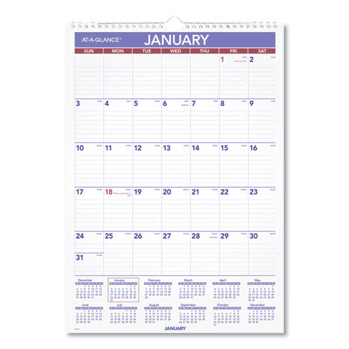 Monthly Wall Calendar With Ruled Daily Blocks, 12 X 17, White Sheets, 12-month (jan To Dec): 2024