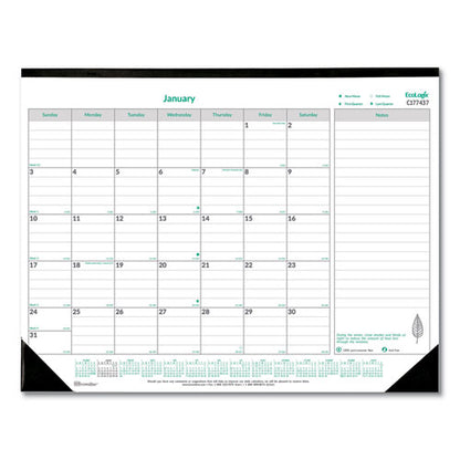 Ecologix Monthly Desk Pad Calendar, 22 X 17, White/green Sheets, Black Binding/corners, 12-month (jan To Dec): 2024