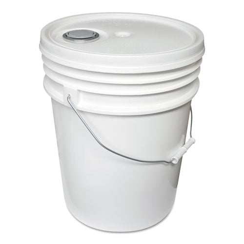 Utility Bucket With Lid, 5 Gal, Polyethylene, White, 11.25" Dia