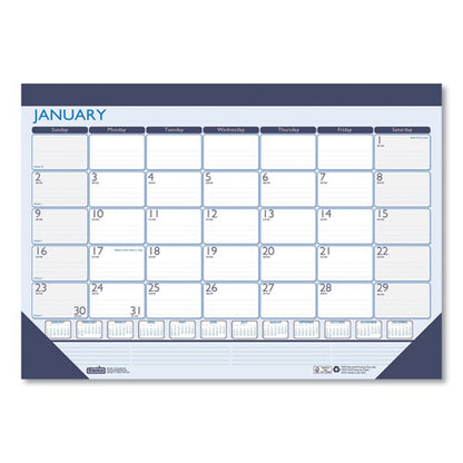 Recycled Contempo Desk Pad Calendar, 18.5 X 13, White/blue Sheets, Blue Binding, Blue Corners, 12-month (jan To Dec): 2024