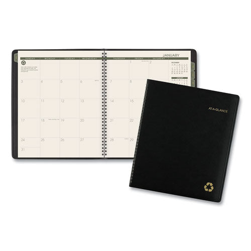 Recycled Monthly Planner, 11 X 9, Black Cover, 13-month (jan To Jan): 2024 To 2025