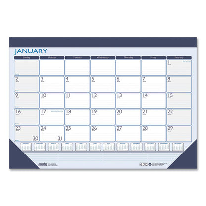 Recycled Contempo Desk Pad Calendar, 22 X 17, White/blue Sheets, Blue Binding, Blue Corners, 12-month (jan To Dec): 2024