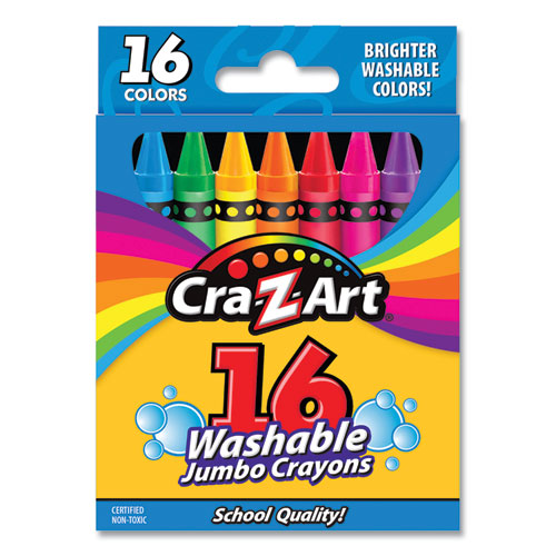 Washable Jumbo Crayons, 16 Assorted Colors, 16/pack