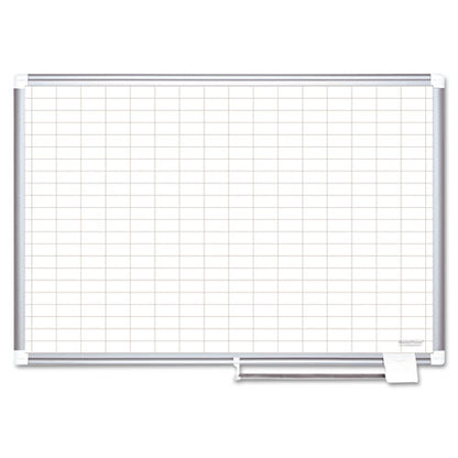 Gridded Magnetic Porcelain Dry Erase Planning Board, 1 X 2 Grid, 72 X 48, White Surface, Silver Aluminum Frame